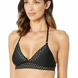 Robin Pikoni, large zigzag bikini top Black Lace
